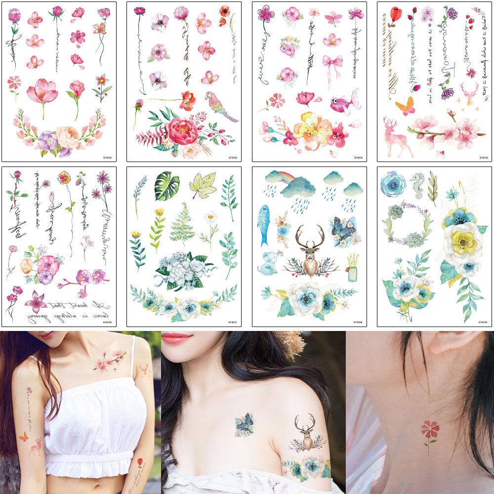 Watercolored Tattoo Small Flower Arm Sticker Colored Drawing Temporary Waterproof Transfer Tattoo Paper For Woman Girl Kids Pink Green Decal Beautiful Name Tattoos Body Tattoo Gold From Homimly 0 Dhgate Com