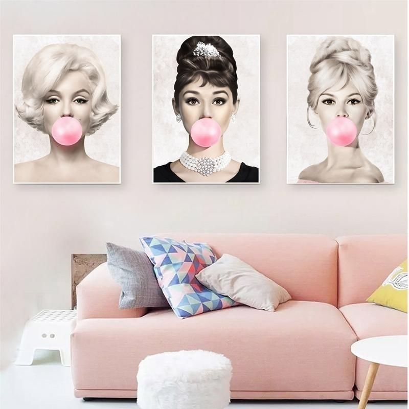 Marilyn Monroe Pink Bubble Gum Wall Decoration | Yedwo - 8x12(20x30cm)