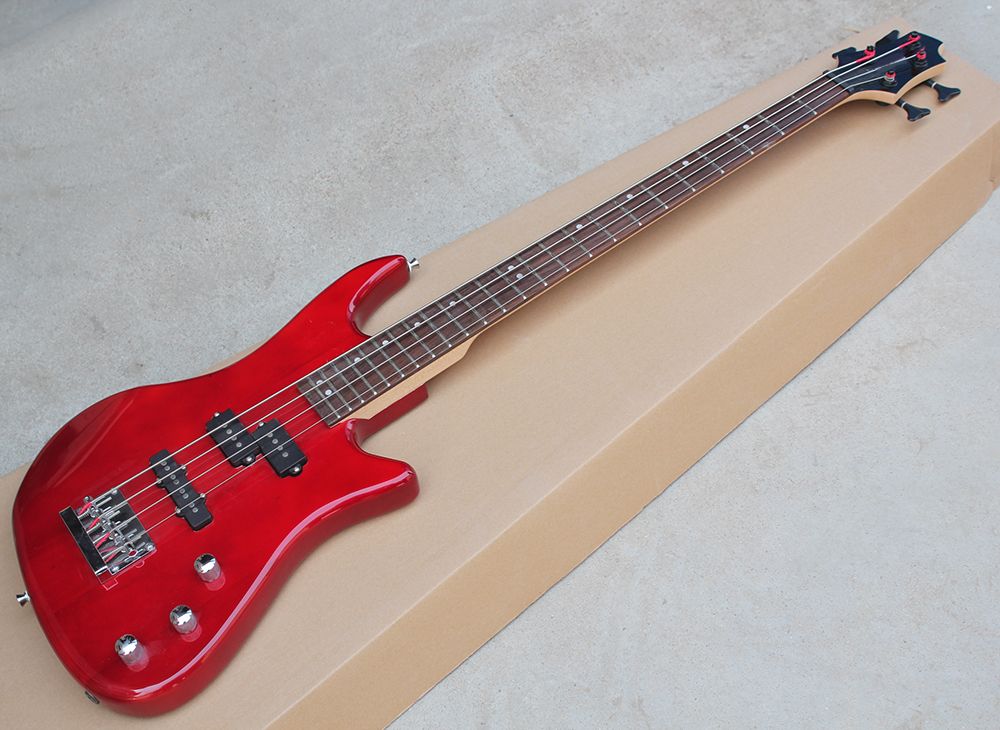 4 Strings Red Electric Bass Guitar With 3 Pickups,Rosewood Fretboard,24