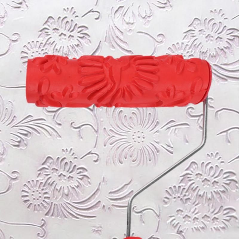 Outil de Peinture de Grain de Bois en Caoutchouc, avec PoignéE Rouleau de  ModèLe D'Outil de Peinture D'Art de Texture de Mur pour