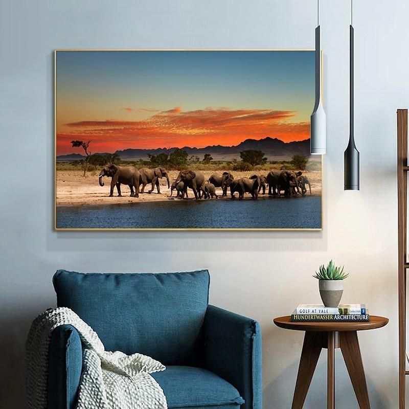 2020 African Landscape Oil Painting Wild Animal Elephant Posters And Prints Wall Art Canvas Picture For Living Room Modern Home Decor From Funguy 8 75 Dhgate Com