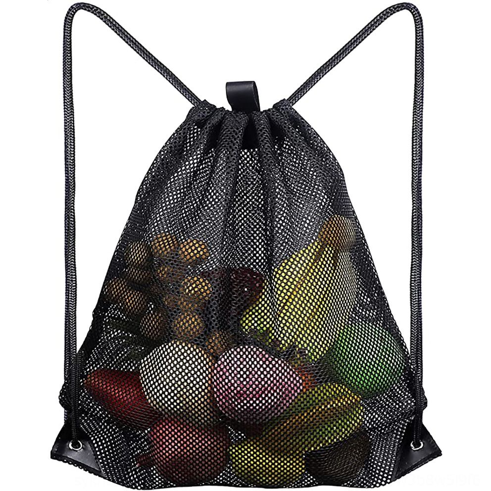 black mesh drawstring bag
