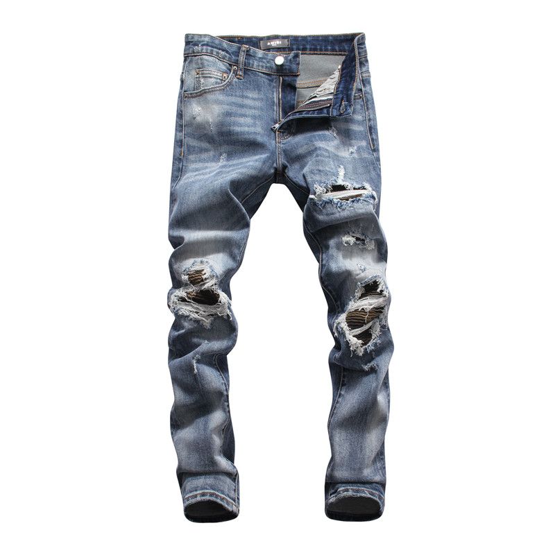 Compra Venta Al Por Mayor Pantalones Clásicos De Hip Hop De Los Pantalones  Vaqueros De Diseño Para Hombre Pantalones Delgados Rectos Flacos Del  Motorista Loophole Hombres Jeans Rasgados Pantalones Cortos De Mezclilla