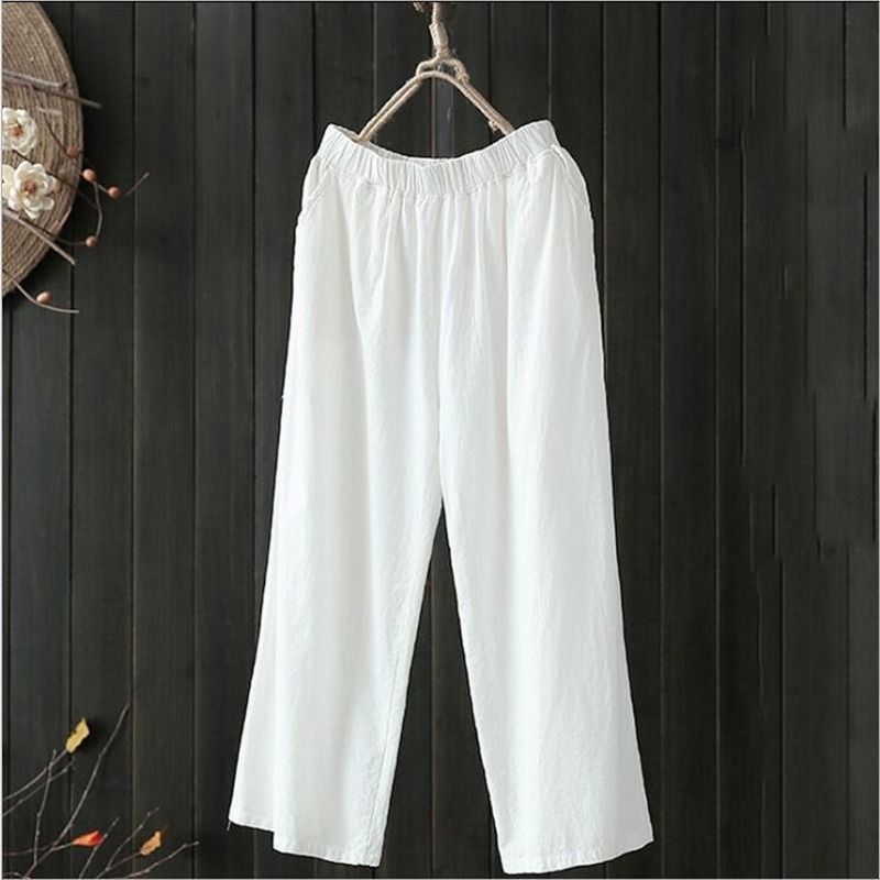 plus size white cotton pants