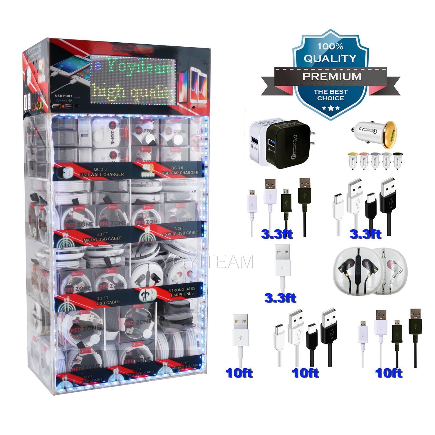 Smart Phone Accessories Acrylic Display Box With LED & Screen Showing