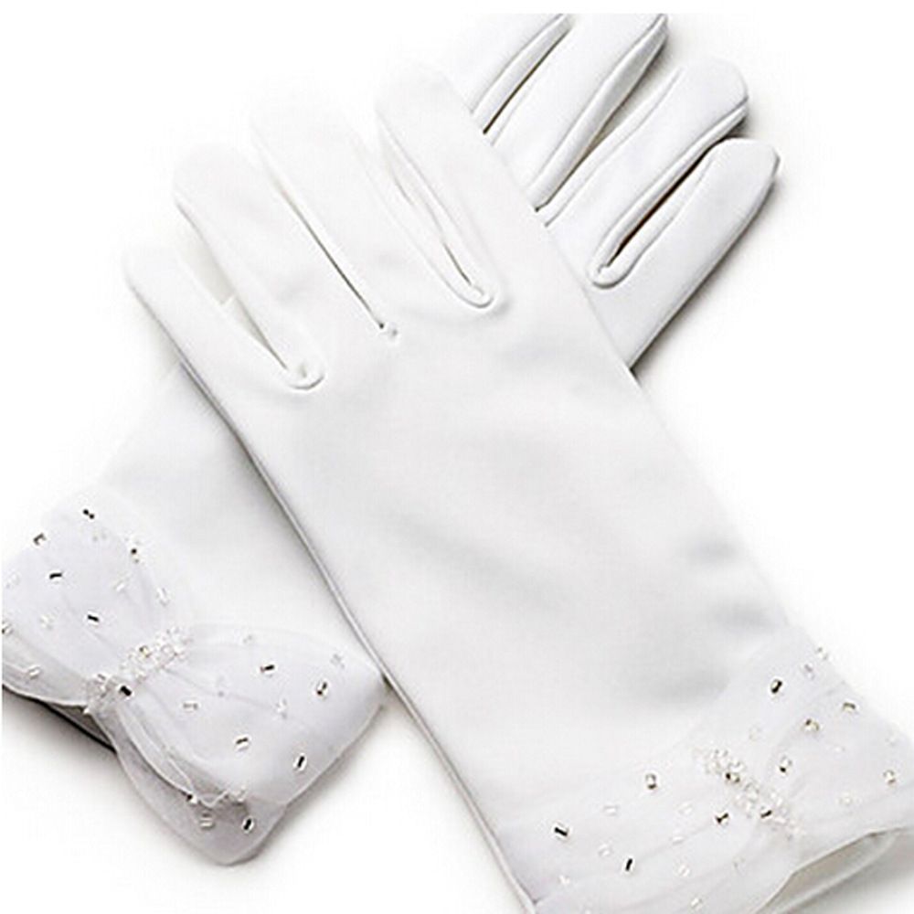 White LIOOBO Flower Girl Gloves Short Satin Bow Wedding Kindergarten Birthday Party Pupils Show Dress Gloves for Age 8-12 White LIOOBO Flower Girl Gloves Short Satin Bow Wedding Kindergarten Birthday Party Pupils Show Dress Gloves for Age 8-12