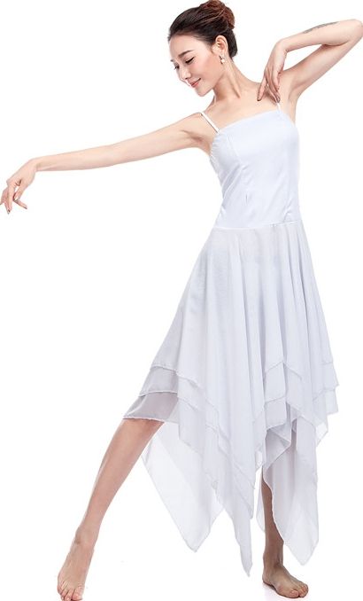 Los leotardos blancos de baile los trajes adultos del tutú del ballet de la falda lírica moderna danza largo muchacha de la bailarina de vestuario