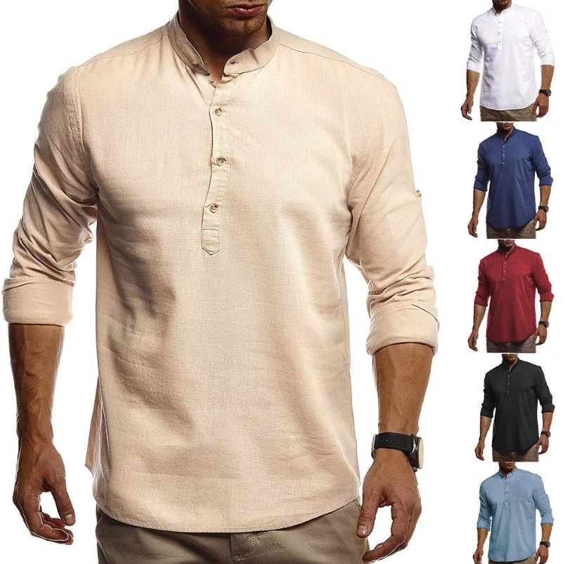 Designer Mens Casual Shirts Loose Stand 
