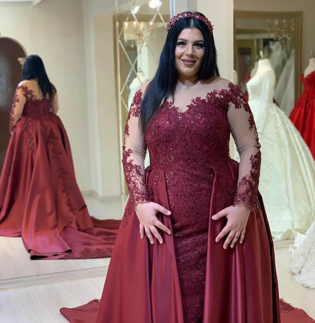 Plus Size Burgundy Evening Dresses Long 