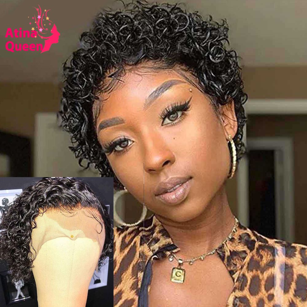 Pixie Cut Wig 4x4 Lace Closure Wigs Pre Plucked Baby Hair Human Hair Remy  Brazilian 250