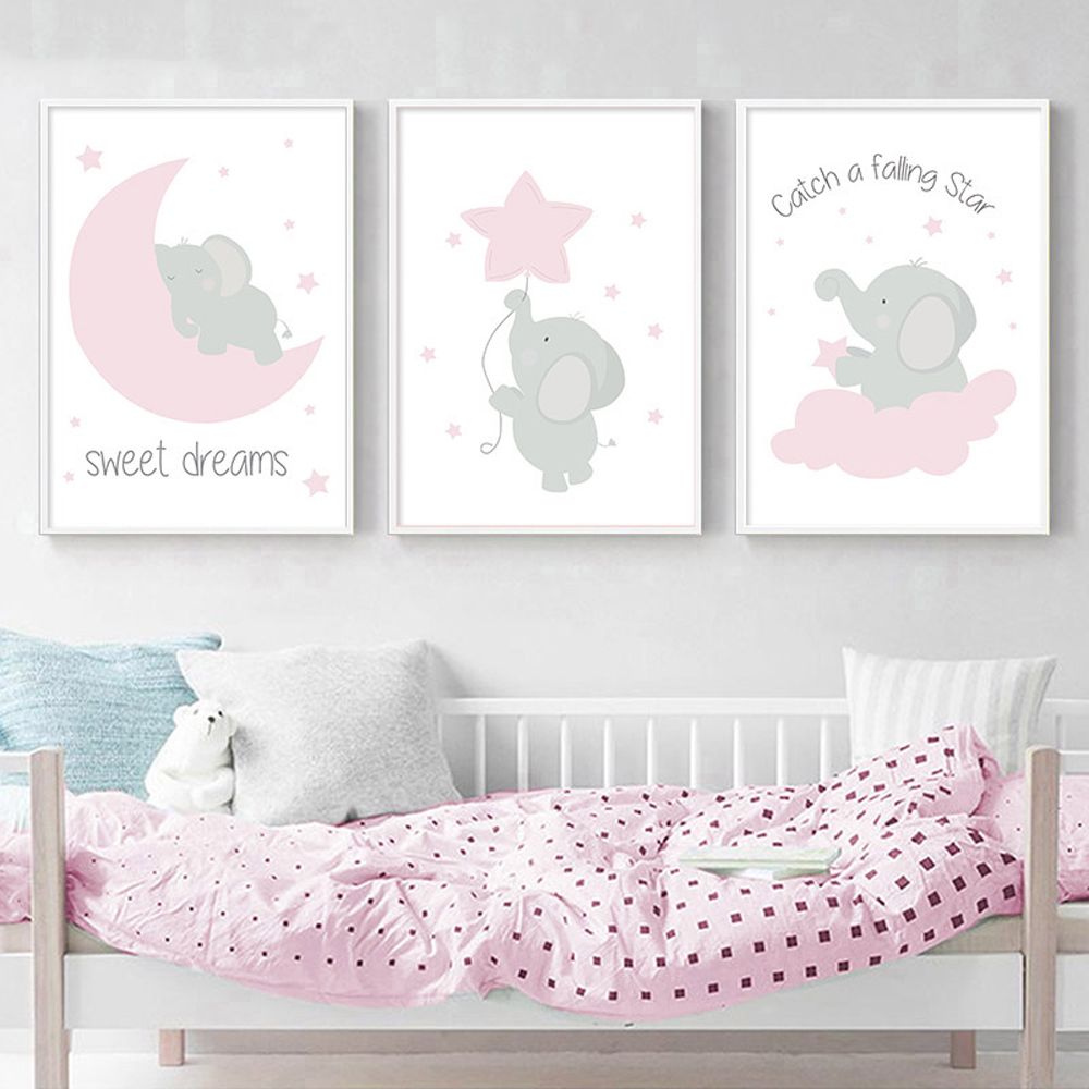 Misbruik racket Plantkunde Meisje babykamer decor Nordic poster roze olifant ster canvas schilderij kinderkamer muur art alfabet kids slaapkamer Misbruik racket Plantkunde Meisje babykamer decor Nordic poster roze olifant ster canvas schilderij kinderkamer muur art alfabet kids slaapkamer