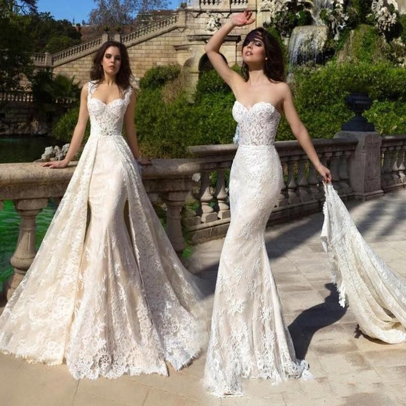 Compra Vestidos De Boda Columna De La Envoltura Vestidos De Novia  Desmontable Falda Apliques V Tamaño Del Cuello 4 6 8 10 12 14 16 18 20 22  24 Barato | Entrega Rápida Y Calidad | Es.Dhgate