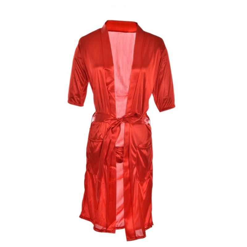 red dressing gown silk