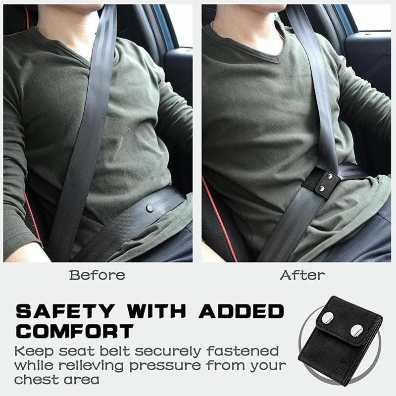 TOSSPER 2pcs Car Seat Belt Adjuster Cover Clip Shoulder and Neck Protection Belt Black 