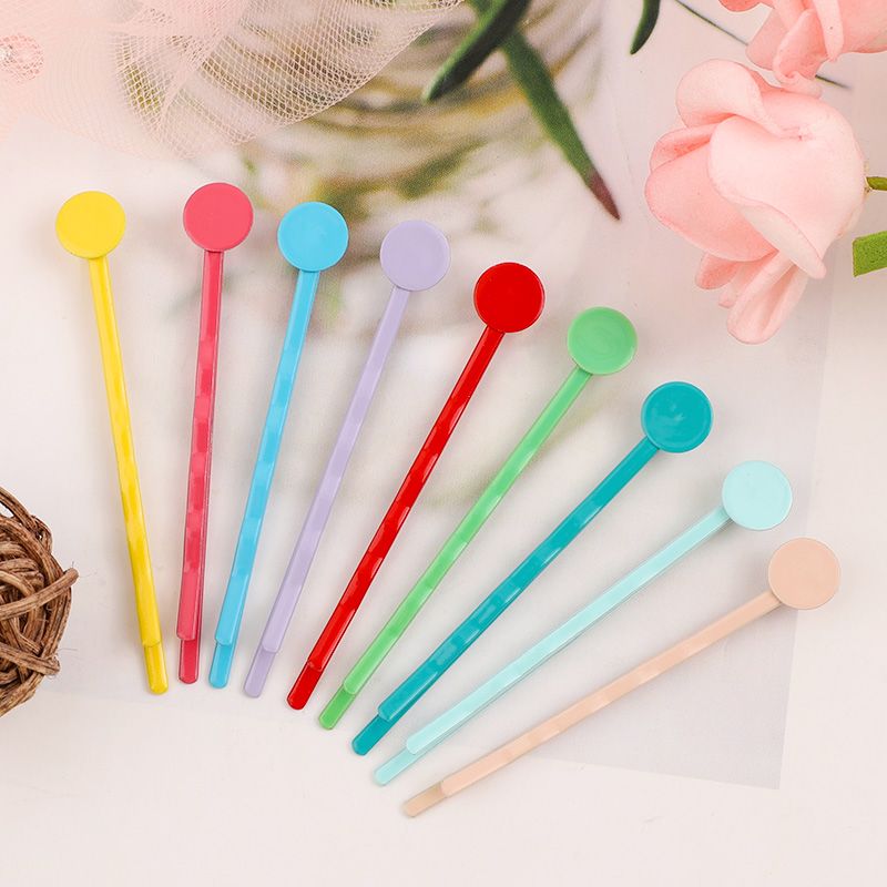 Hair Clips 24pcs Color Clip Pin DIY Bobby Pins Flat Round Glue Pad Hairpins For Women Hair Clips 24pcs Color Clip Pin DIY Bobby Pins Flat Round Glue Pad Hairpins For Women