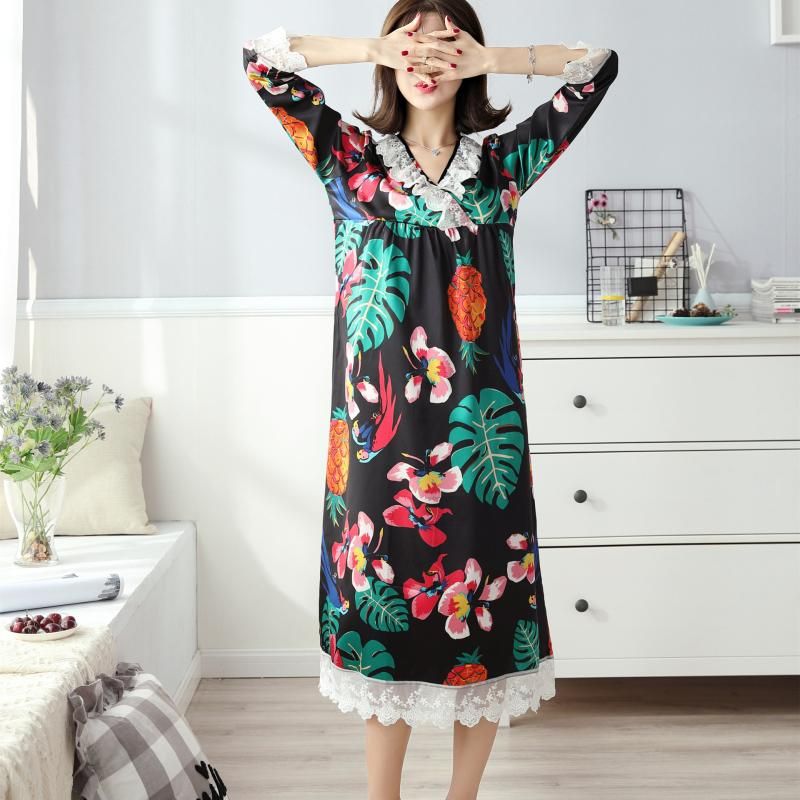 long sleeve floral nightgown