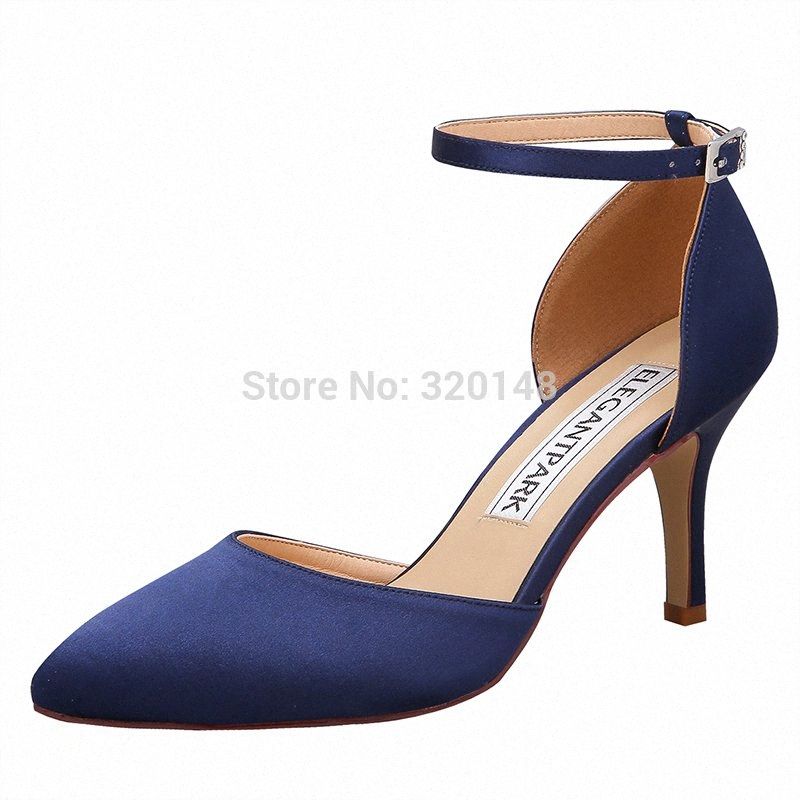 ladies navy ankle strap shoes