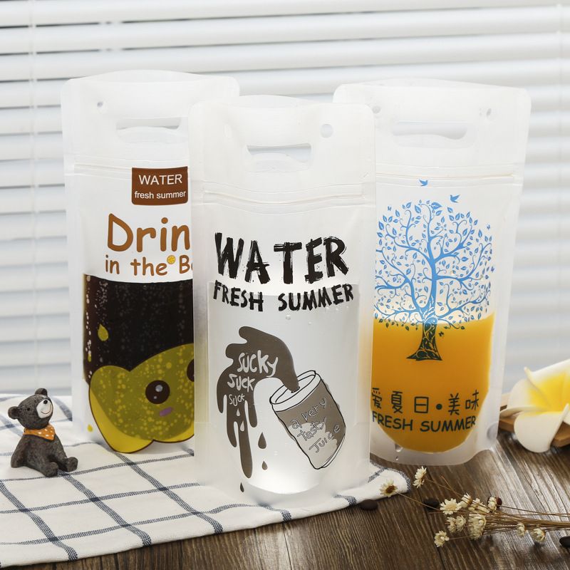 2020 Juice Beverage Bag Creative Disposable Frosted Transparent Zip