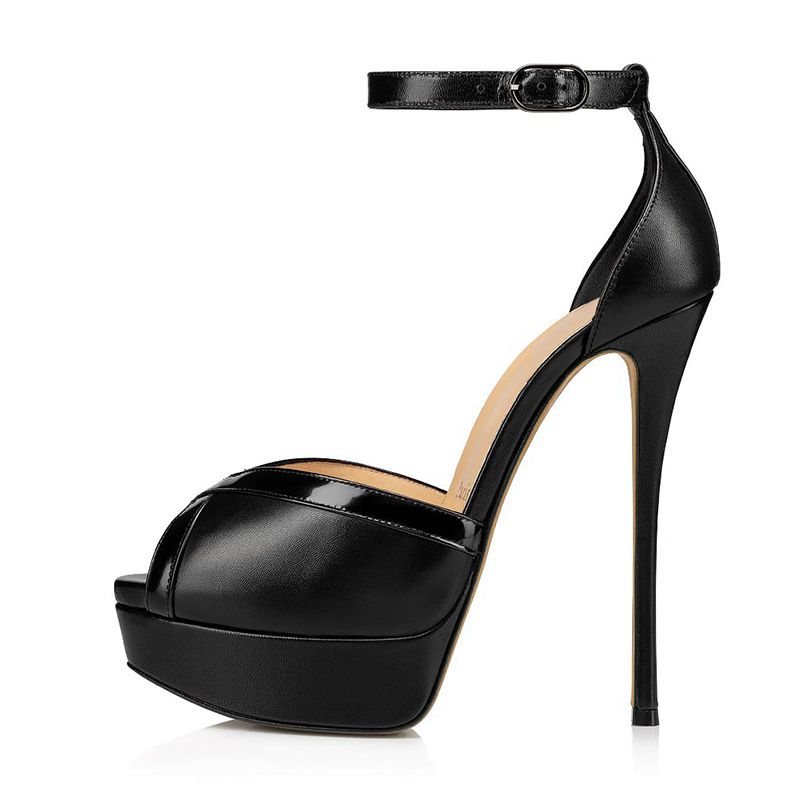 black open heel shoes