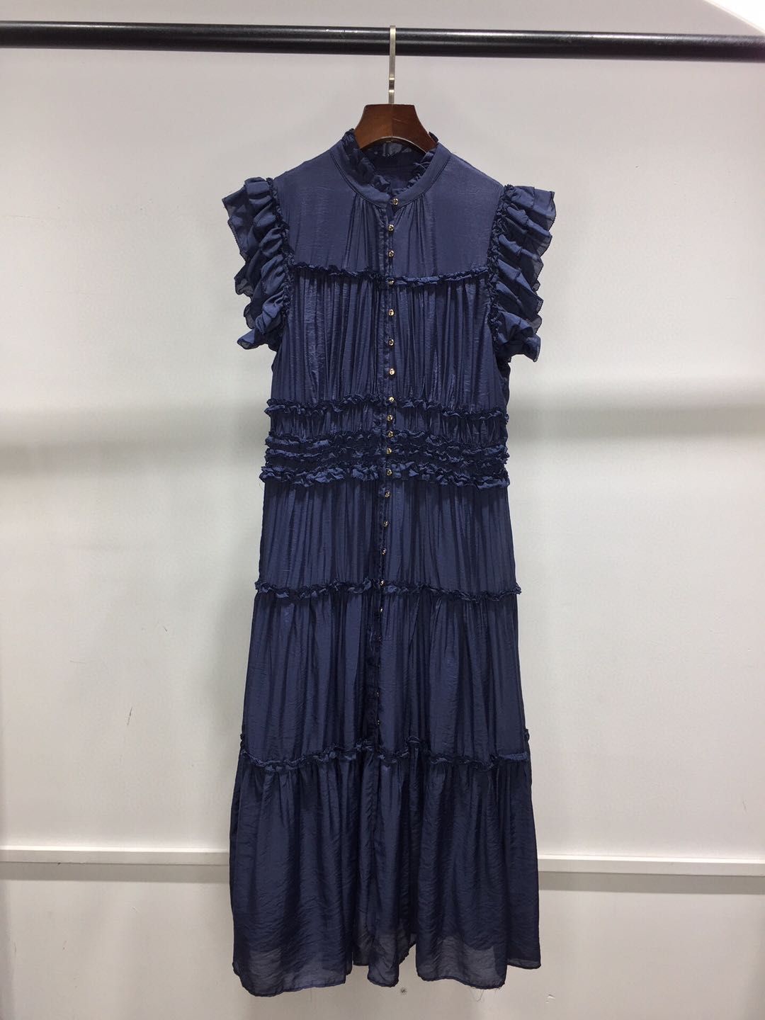 dark blue and pink dress