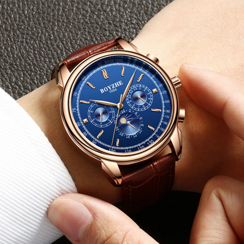 Acheter Boyzhe Marque Hommes Montre Mécanique Automatique Mouvement Creux  Fashion Bracelet En Cuir Une Génération De Cheveux De 54,26 € Du  Black_rabbit_mechani | Fr.DHgate.Com