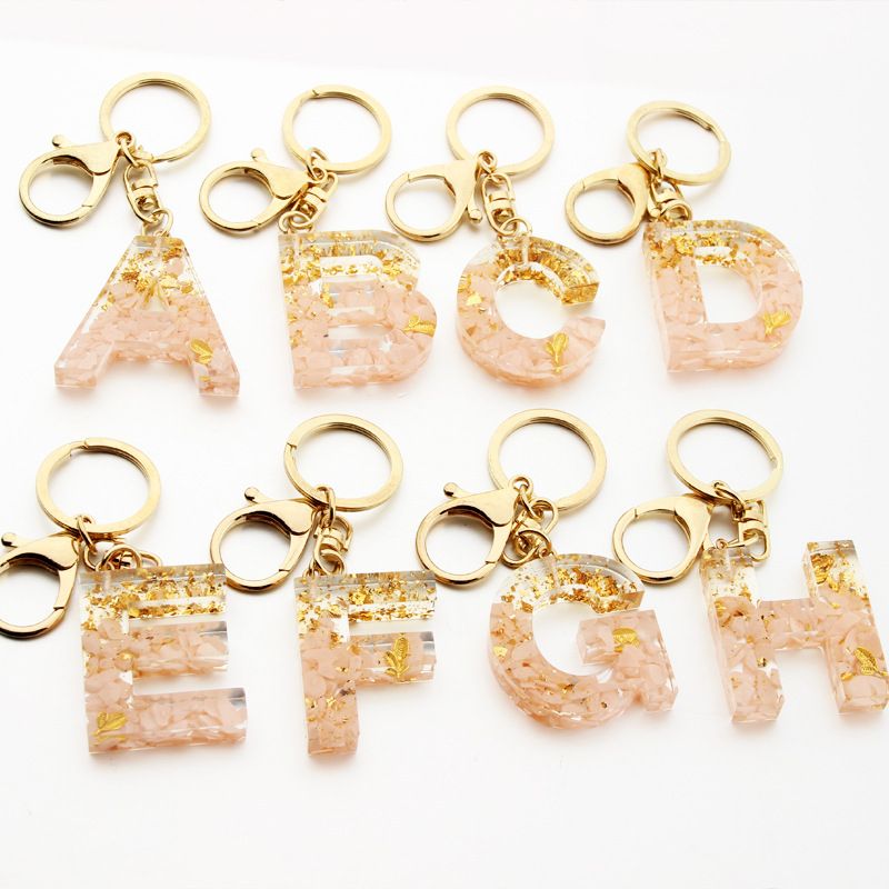 Gold Car Keyrings Women Key Chains Accessories Fashion Personalized A Z