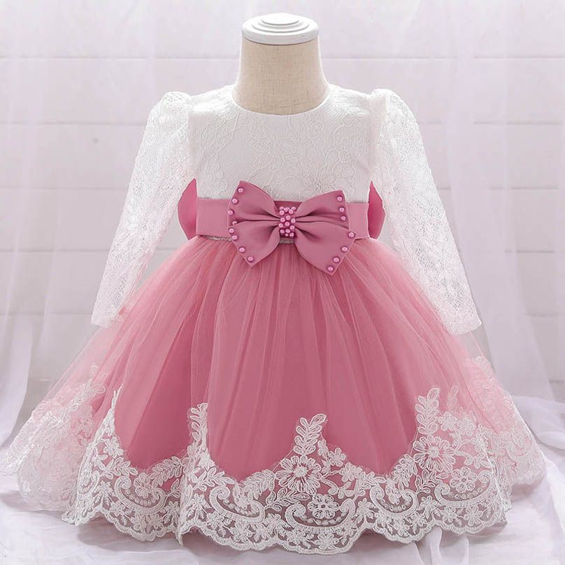 long sleeve baby party dress