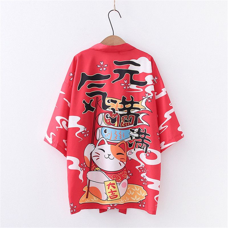maneki neko kimono