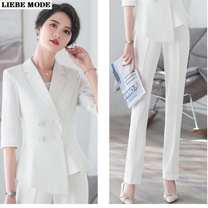 black and white trouser suit ladies