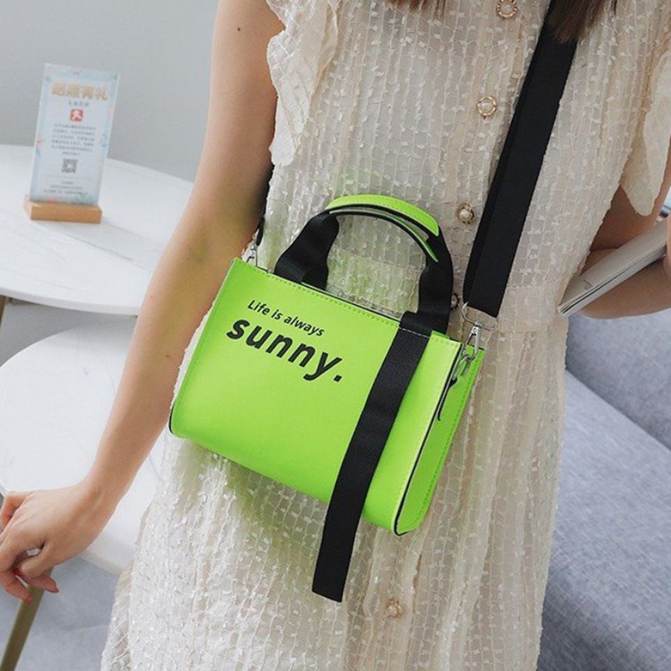 neon green shoulder bag