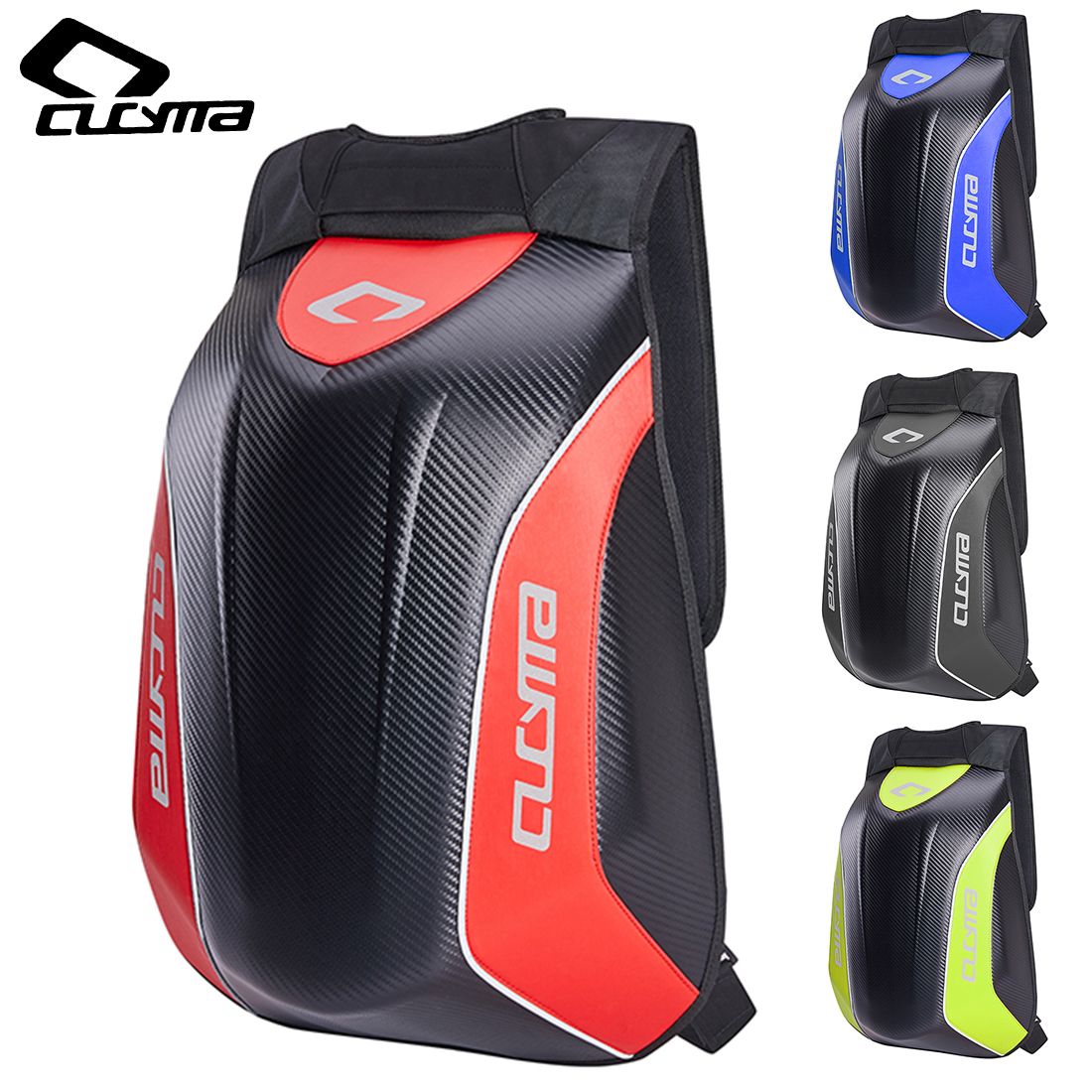 New Reflective Motorcycle Hard Shell Backpack Carbon Fiber Pattern