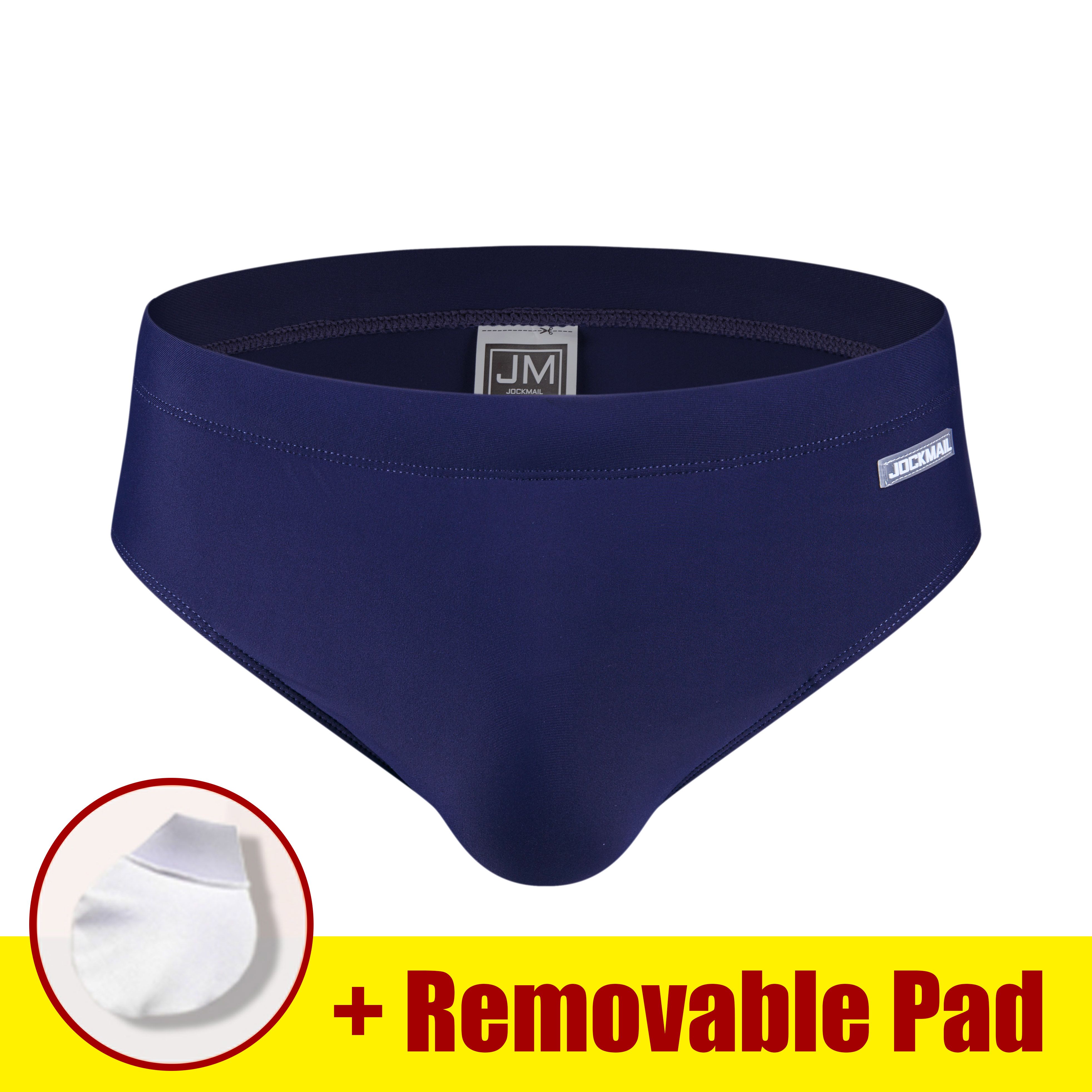 JOCKMAIL Low Waist Mens Swimwear Briefs with Removable Pad Mens Swimwear Short Quick Drying Mens Breifs