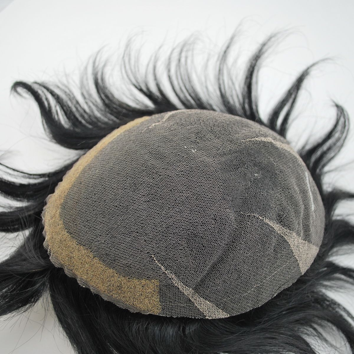 Wholesales human hair jet black hair patch french lace center Q6 style hair unit for men Wholesales human hair jet black hair patch french lace center Q6 style hair unit for men