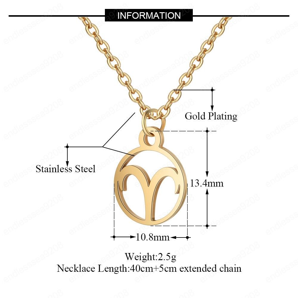 New Zodiac Sign Pendant Necklaces For Women Gold Plated Horoscope Aries Leo  12 Constellations Fashion Stainless Steel Chain Men Jewelry Gift From  Endlesssea9208, $1.16 | DHgate.Com