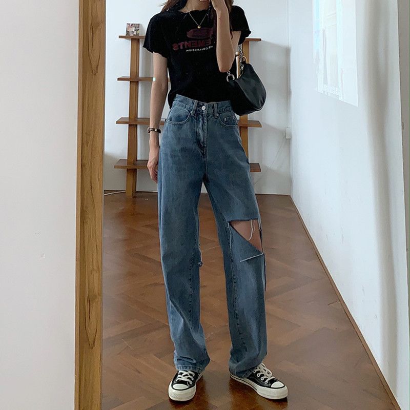 Compra Jeans De Mujer es S XL Verano Estilo Coreano Suelto Cintura Alta  Holida Grande Holón Grande Para Mujer Pantalones De Mezclilla Largos 78368  Barato | Entrega Rápida Y Calidad | Es.Dhgate
