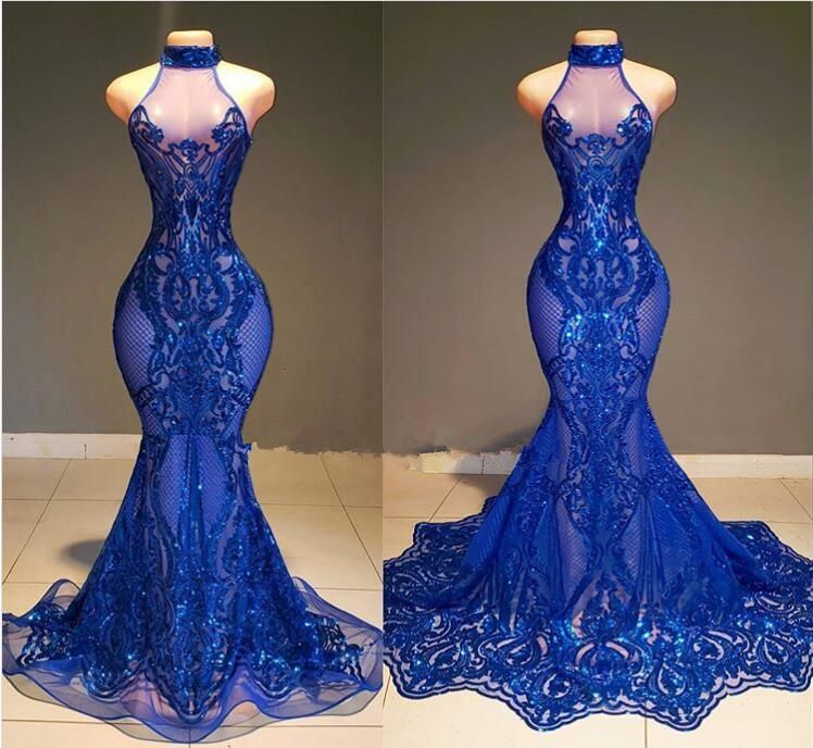 2020 Royal Blue Mermaid Prom Dresses 