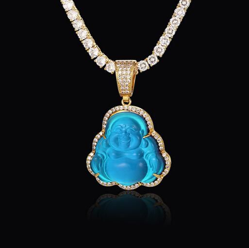 gold light blue with 24inch tennis chain