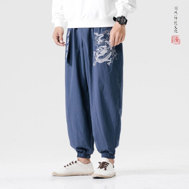 Pantalones para Japonés Casual Kimono Samurai suelto Pantalón Pantalón Japón Hombres Traje Asiático Traje Yukata
