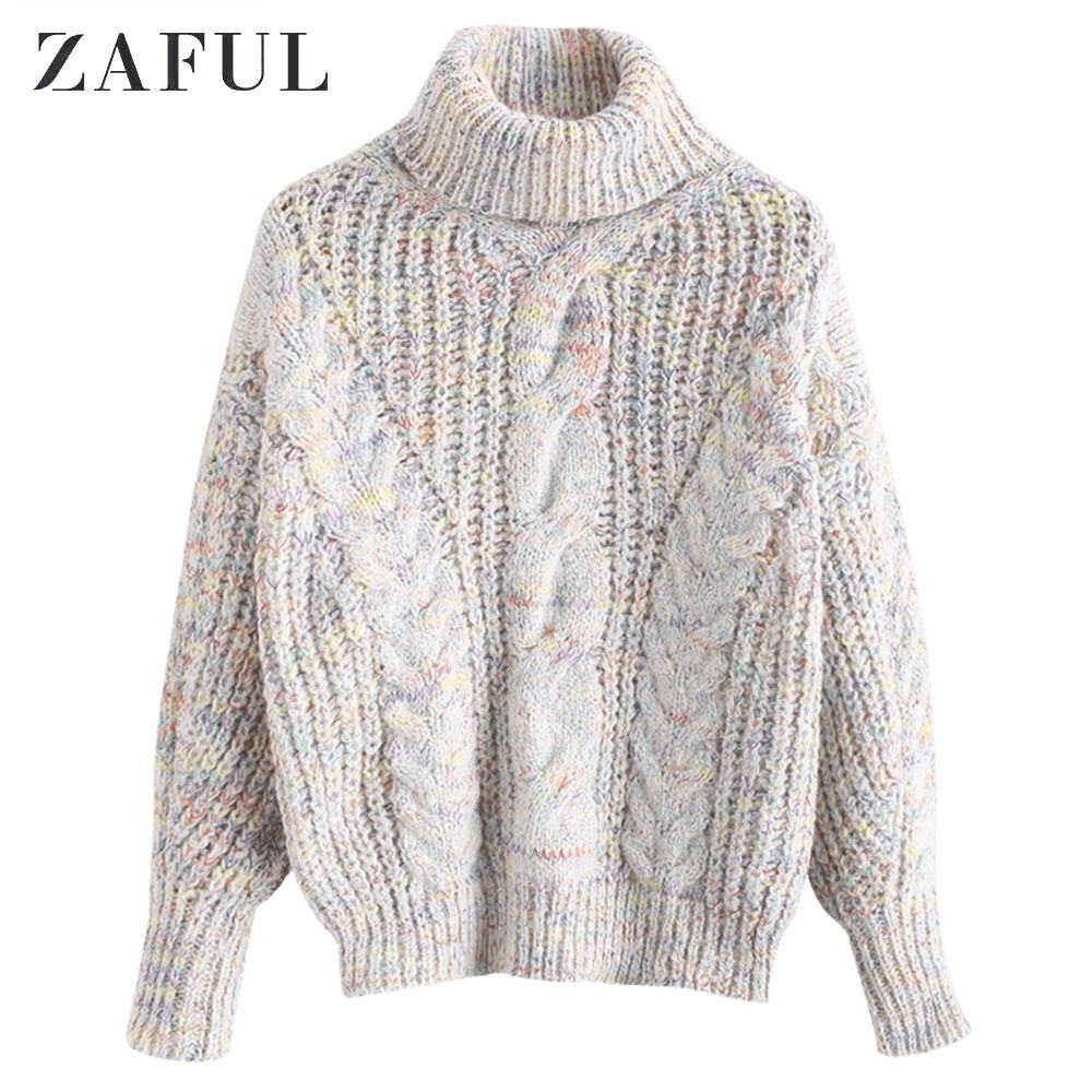 roll neck cable knit sweater
