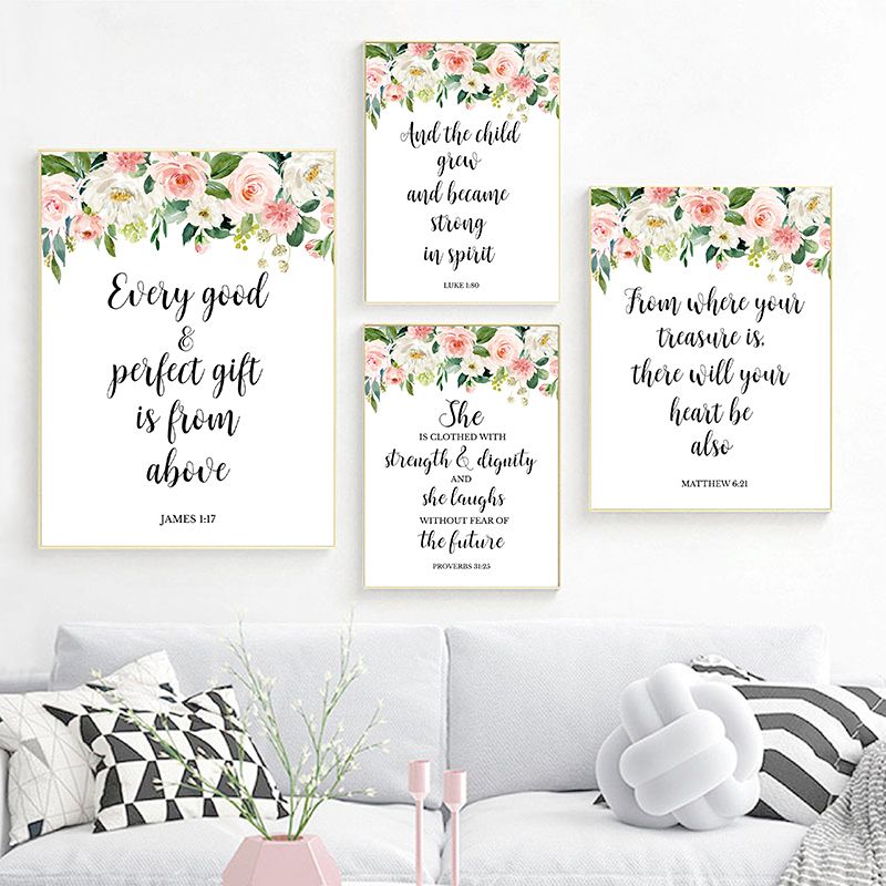 Discount Bible Verses Christian Wall Art Canvas Painting Watercolor