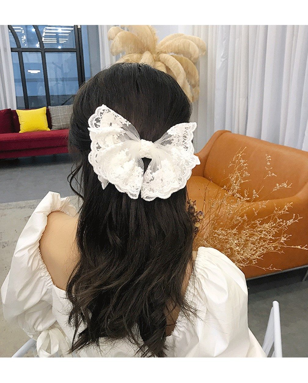 Lace Big Bowknot Spring Clips Clamp Fairy-Style Sweet Hair Clips 2 Choice Black White Butterfly Lace Big Bowknot Spring Clips Clamp Fairy-Style Sweet Hair Clips 2 Choice Black White Butterfly