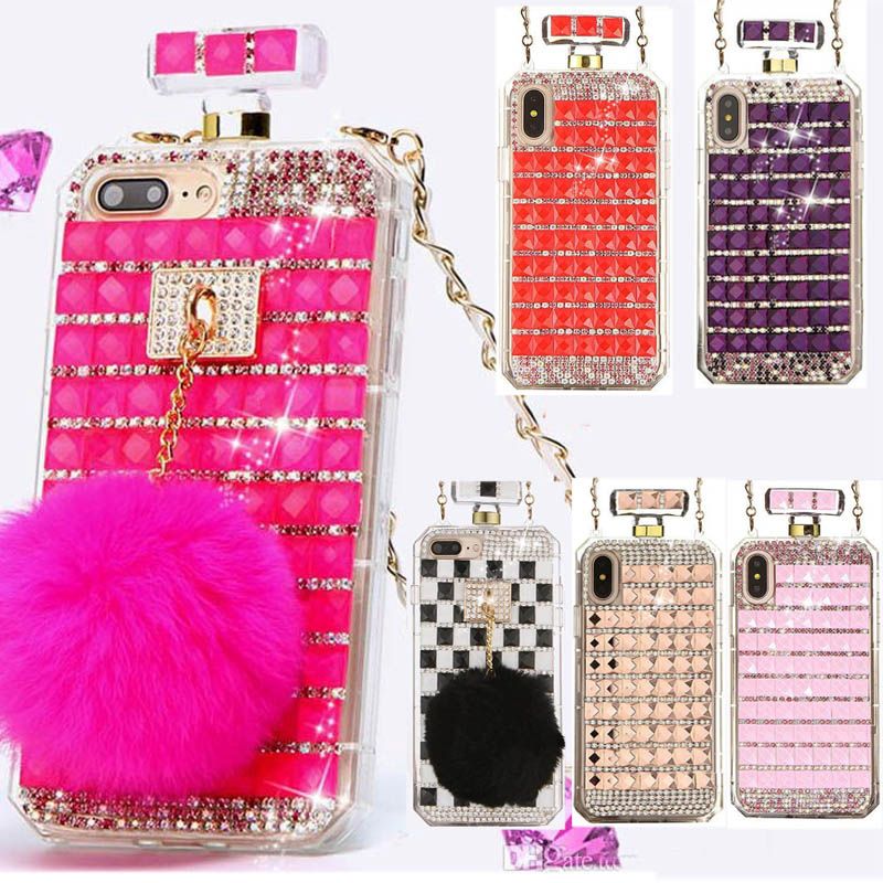 Luxury Design Perfume Bottle Shiny Diamond Rhinestone Phone Case With Rope For Iphone 11 Pro Max Xs Max Xr 8 6 Se Plus Spigen Cell Phone Cases Tough Cell Phone Cases From