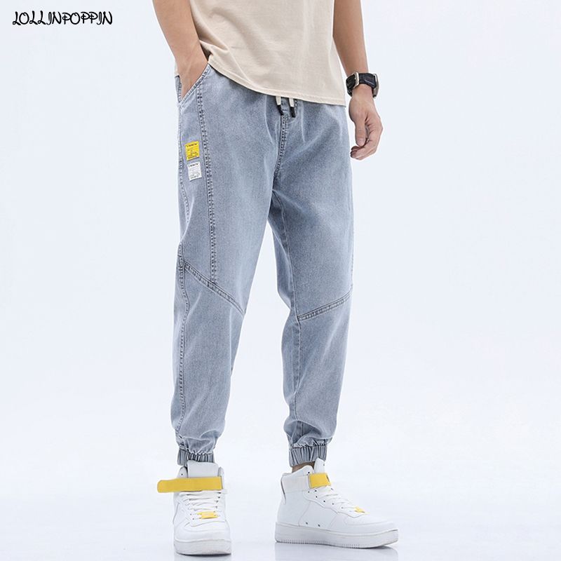 light blue denim joggers mens