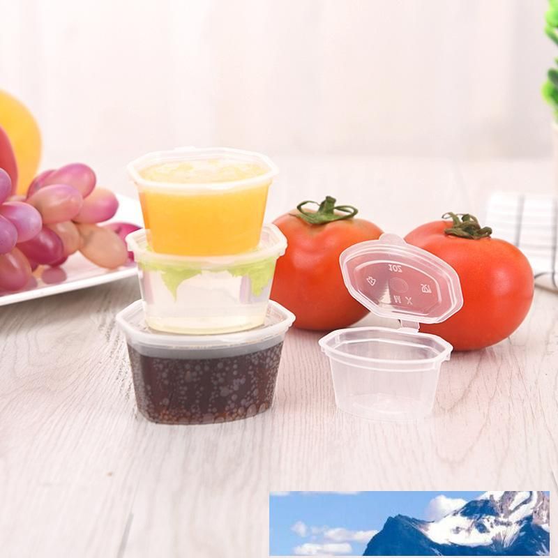 100Pcs Small Plastic Sauce Cups Food Storage Containers Clear Boxes with Lid