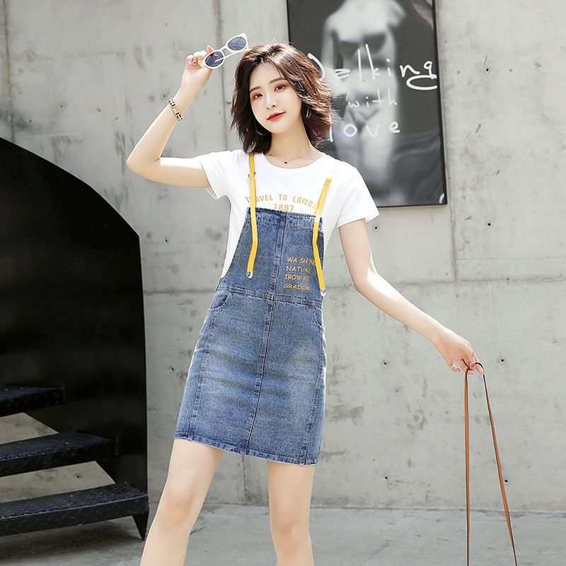 black shirt denim skirt