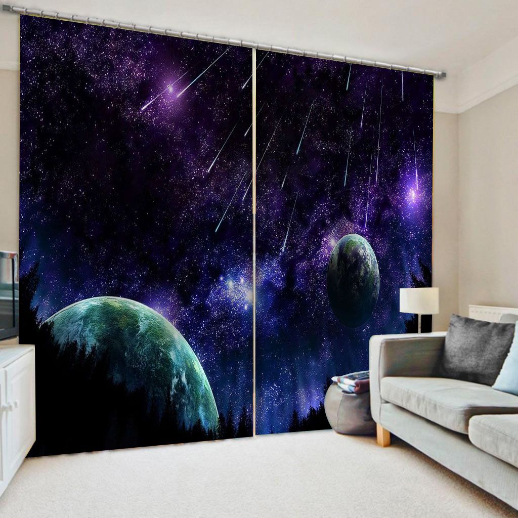 2021 Starry Sky Curtains Blue Stars Curtain Customized Size Luxury ...