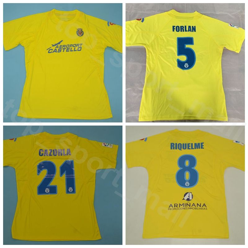 2020 2005 2006 Villarrea Retro 21 CAZORLA Soccer Jersey Men 5 FORLAN 8 RIQUELME Team Home Yellow 