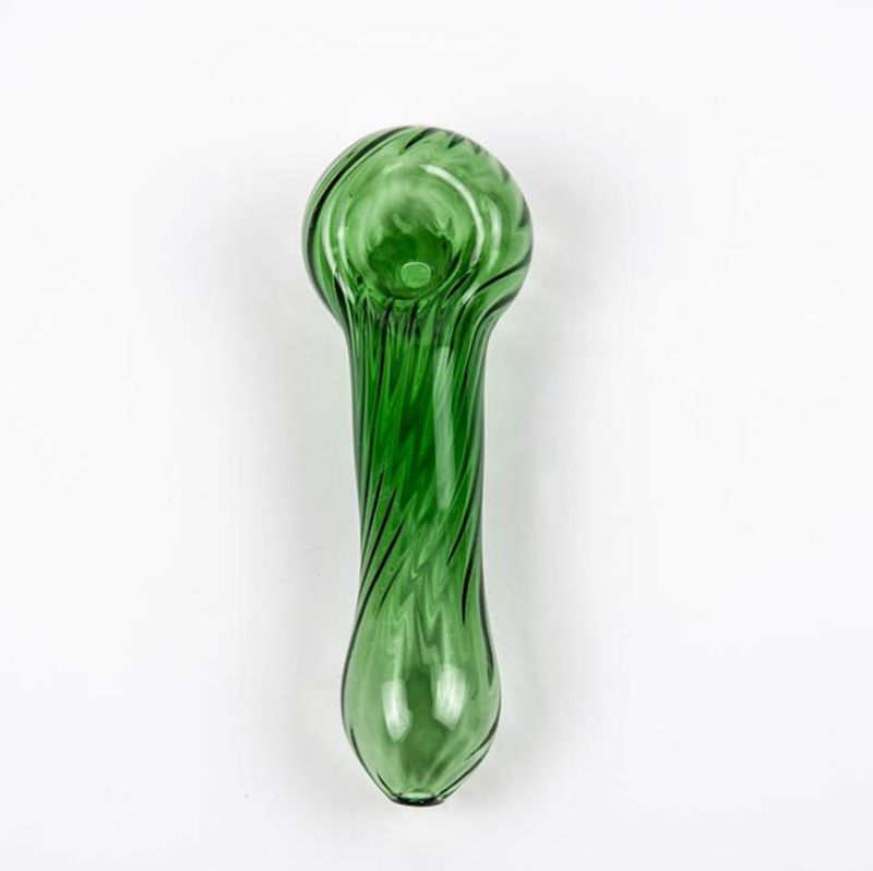 Small Emerald Green Smoking Pipe Tobacco Herb Portable Glass Spoon Pocket Size