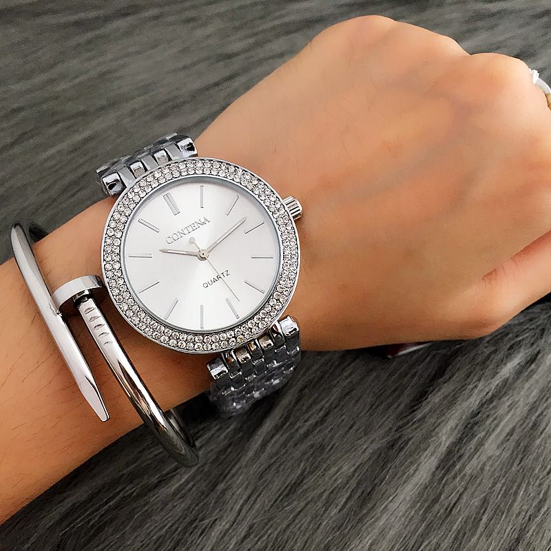 Contena Fashion Luxury Silver Watch Women Watches Rhinestone Womens Watches Ladies Watch Stainless Steel Clock Reloj Mujer Cx200723 Black Watches Wholesale Watches From Quan10 13 32 Dhgate Com