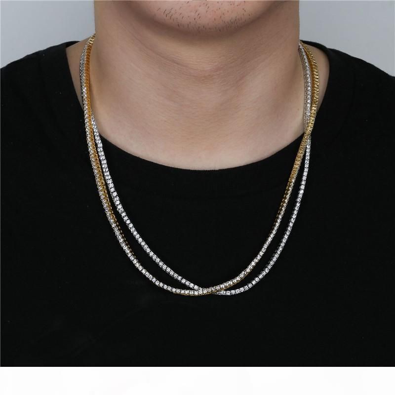 3MM 18K Gold Plated Mens Tennis Chain 